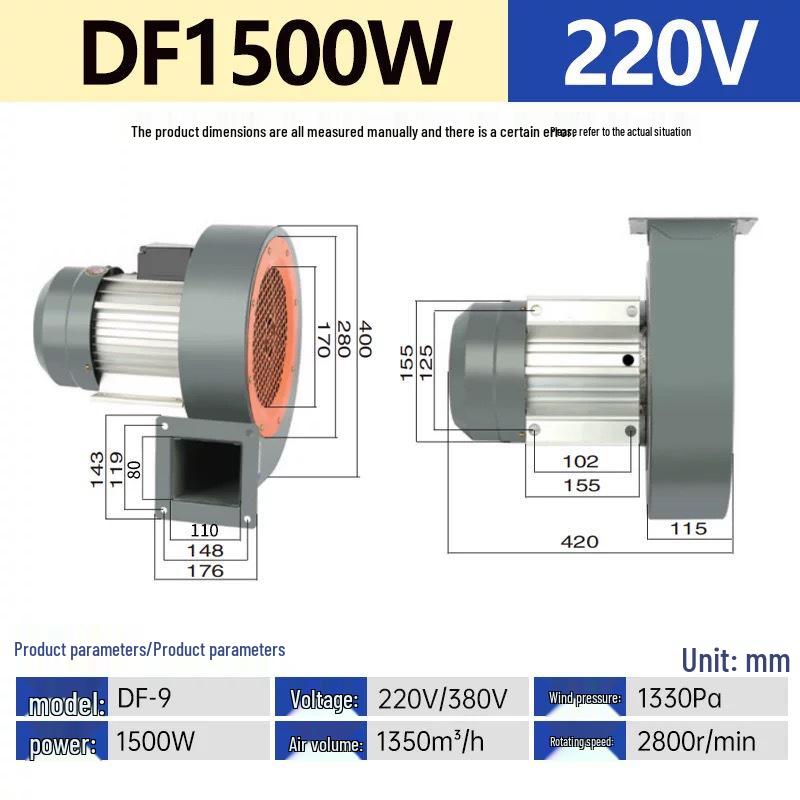High-Temperature Resistant DF Centrifugal Multi-Blade Exhaust Fan for Industrial Dust Removal and Kitchen Ventilation