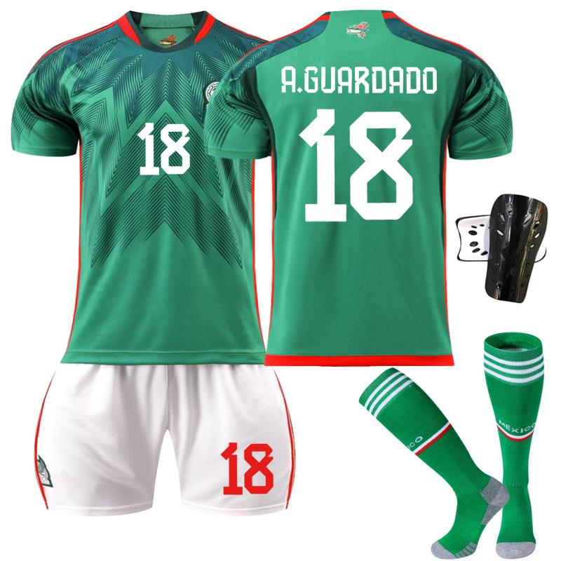 2223 Mexican Football Jersey No. 14 Home 16 Jersey Green 9 Raul 22 Lozeno Set Socks Short Sleeves