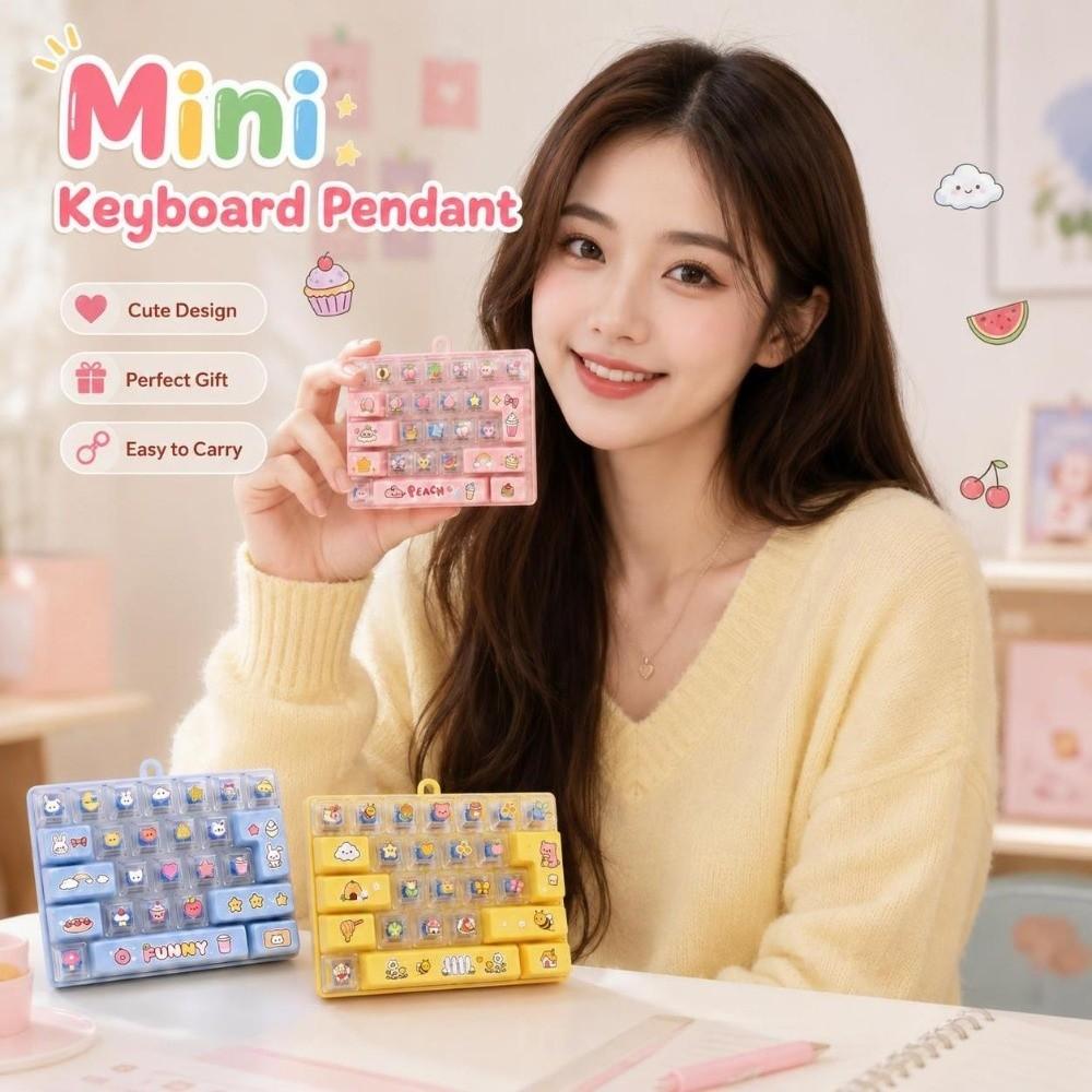 Transparent Dual-Tone Mini Keyboard Pendant 26-Key Keyboard Keychain Kids Bag Pendant
