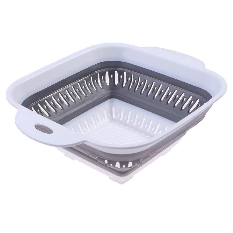 Folding Silicone Kitchen Storage Basket Multi-use Fruit Vegetable Drainer Foldable Kitchen Draining Organzier Kitchen Gadgets