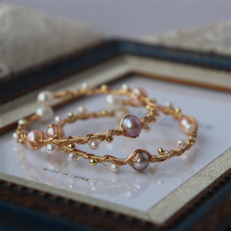 Directly supplied freshwater pearl bracelet jewelry, featuring exquisite copper wire wrapping Boutique pearl bracelet
