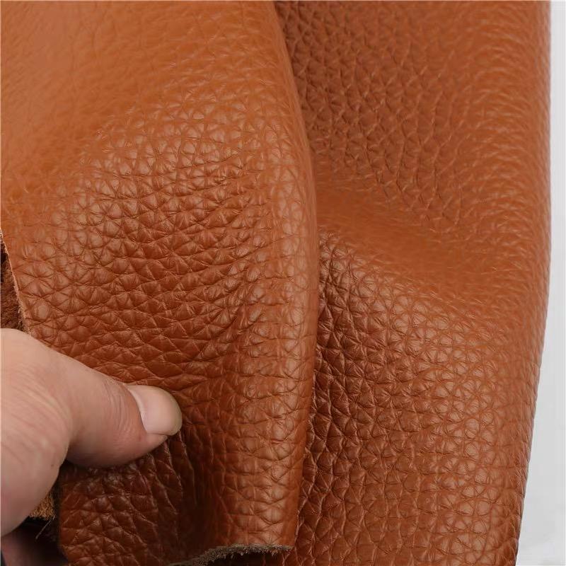3.5mm thick head layer cowhide leather material, real leather fabric, soft bag, sofa cushion, cooling mat mattress, brown leathe