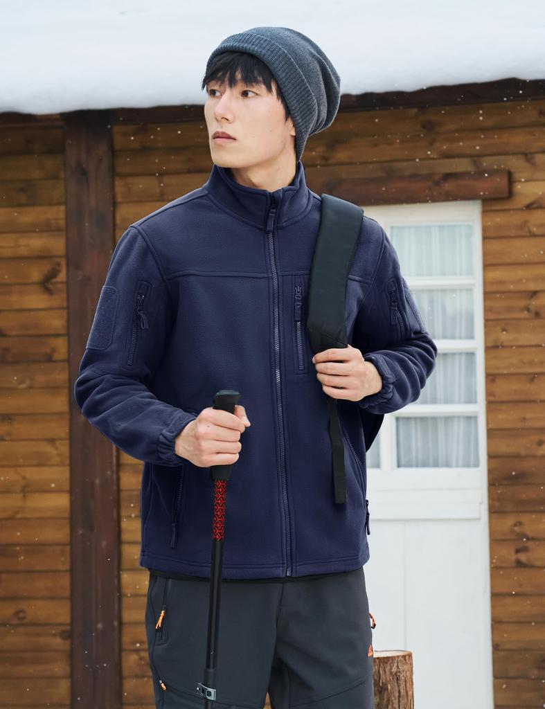 KEFITEVD Military Fleece Winter Jacket with Stand Ideal for and Navy Size 2XL Men's Collar, Cycling, Hiking, Camping, More, Blue,