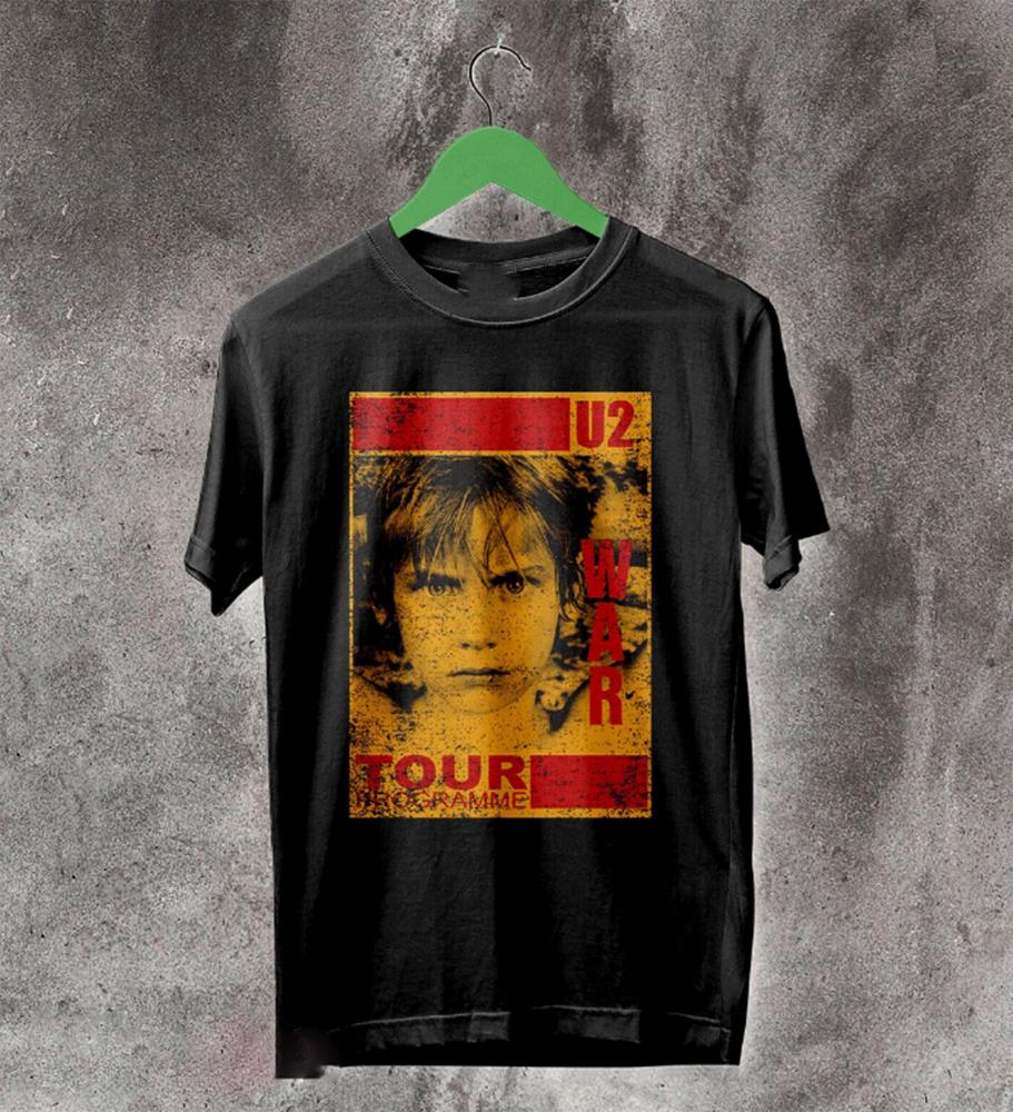 

26 Rare! U2 Band War Tour For Fans Cotton All Size Men Women Black Shirt Unisex T-Shirt XL