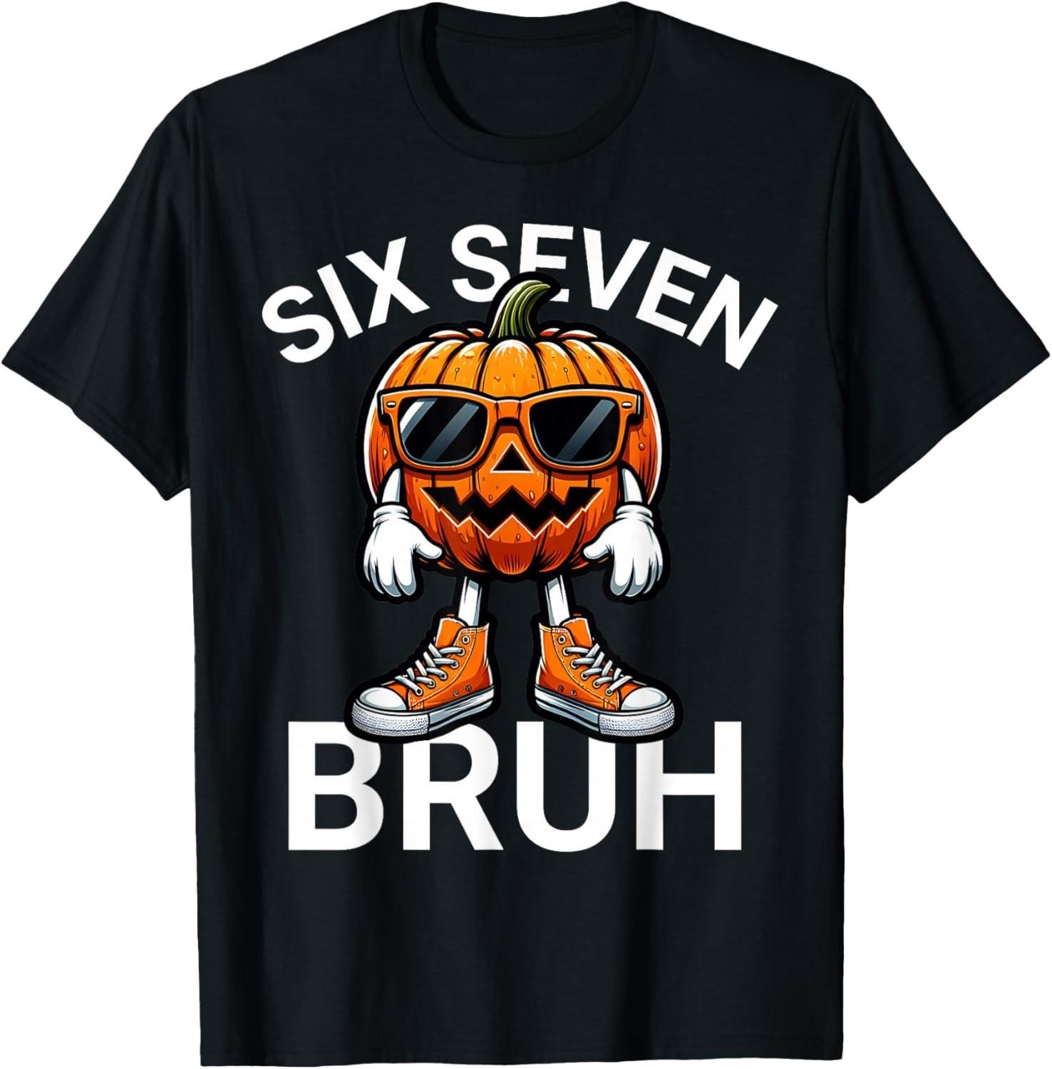 67 Halloween Funny Six Seven Meme Brainrot Pumpkin unisex T-Shirt Mens Womens Tees Top 4XL
