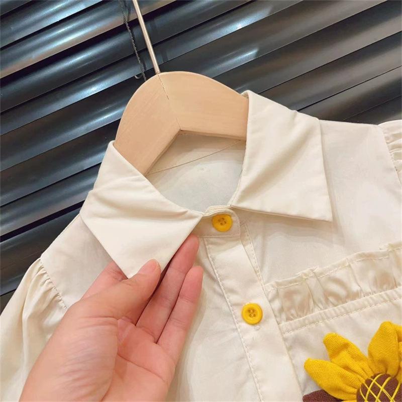2025 Spring/Summer Baby Girls' Sunflower Shirt Dress - Style 77372