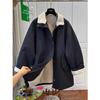 Winter Fleece Lined Velvet Windbreaker Thickened Cotton Jacket Loose Casual Coat Top for Women