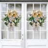 Christmas Glowing Golden Oil Lamp Wreath, Door Hanging Christmas Window Christmas Wreath Decorations