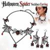Ornate Halloween Spider Necklace Rhinestone Earring Necklace Set New Gothic Jewelry Set  Cosplay
