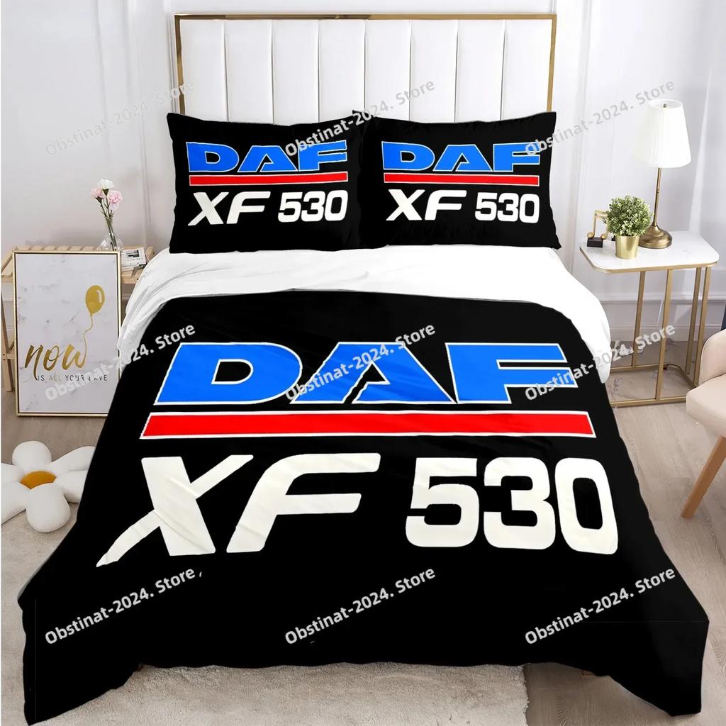 DAF Truck Logo Ložní souprava Tištěná ložní souprava s povlakem na polštář a povlakem na přikrývku Měkká Jednolůžko Dvojlůžko Queen Super King Velikost pro Dospívající Chlapce
