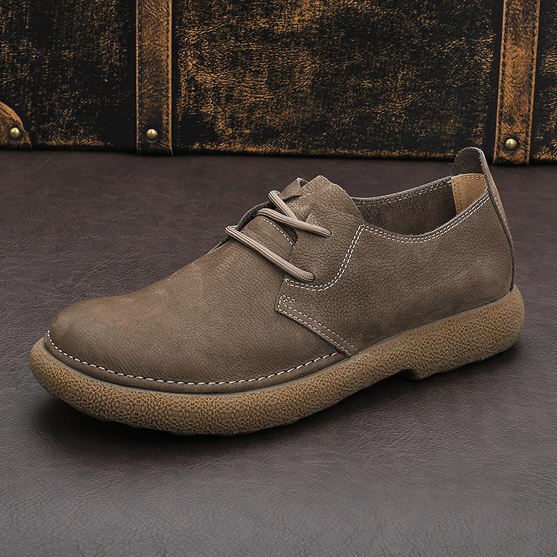 

Мужская кожаная повседневная обувь, дышащие мокасины, мужские кроссовки, новинка 2025 года, мужская удобная кожаная обувь на плоской подошве, кроссовки для мужчин 45 серый