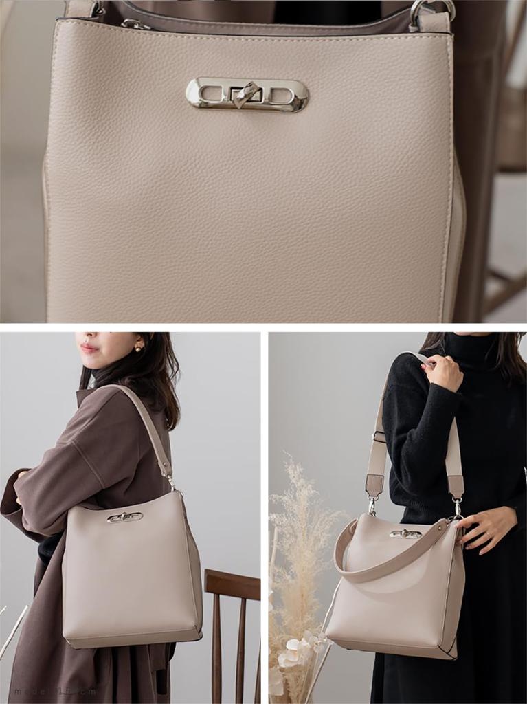 Vita Felice 3 Space Square Shoulder Bag for Women [VITAFELICE] Inb-10104p (Light Beige)