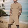 2025 Summer Street Style Men's Casual Plus Size Set - Short-Sleeved Shirt & Shorts