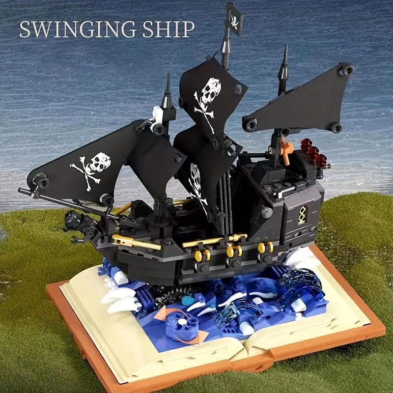 Kreatives Schwarzes Perlen-Karibik-Piratenschiff-Bausteinboot, das Briciks-Spielzeuggeschenke für Kinder zusammenbaut