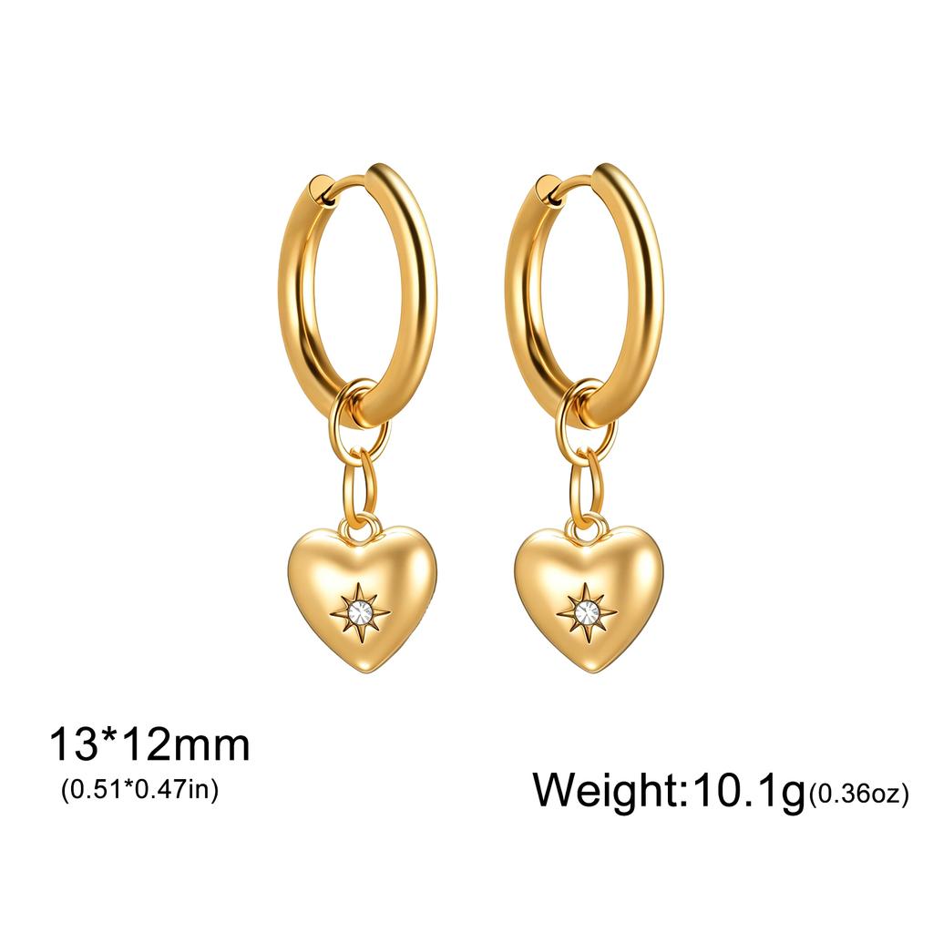 Xiaomi Skyrim Heart Star Shell Flower Clear Zircon Drop Earring Stainless Steel Gold Color Minimalist Hoop Earrings Women Jewelry Gift