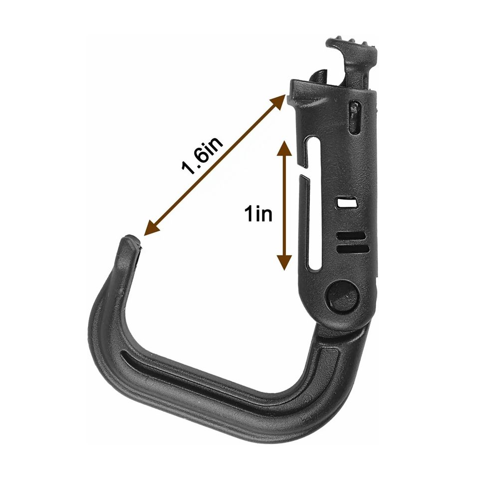 5x Black Grimloc Molle Carabiner D Locking Ring Plastic Clip Snap Type Ring Buckle Carabiner Keychain Fastener Bag Buckle