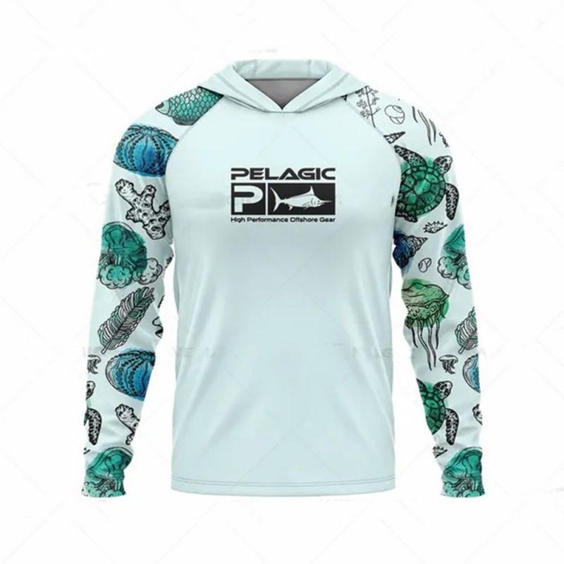Abbigliamento da Pesca Oceanica Protezione Solare Manica Lunga Protezione UV con Cappuccio UPF50+