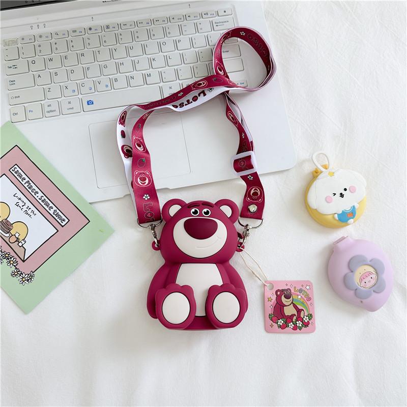 

Cute And Playful Bear Design Silicone Kids Bag Lightweight And Stylish Dark Pink
