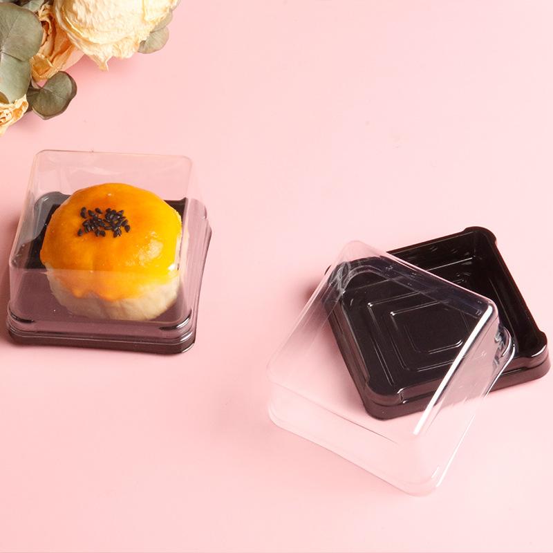 New black gold square blister box egg yolk crispy moon cake leisure food packaging box strong and