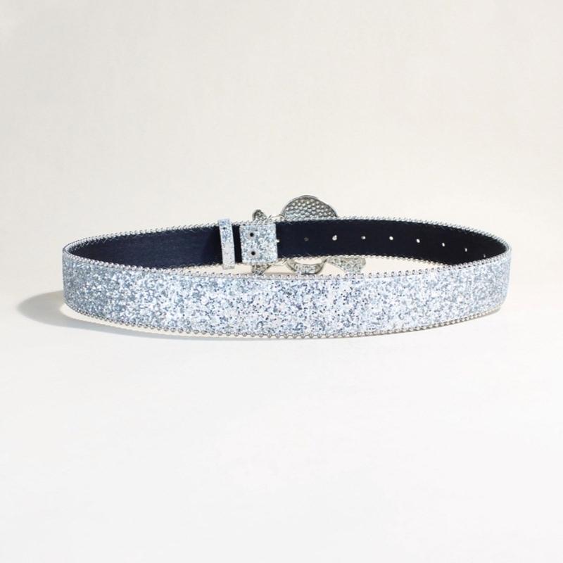 Fashionable Rhinestones Studded Belt Skull Pattern Waist Belt Durability Belt for Enhancing Dresses and Casual Looks