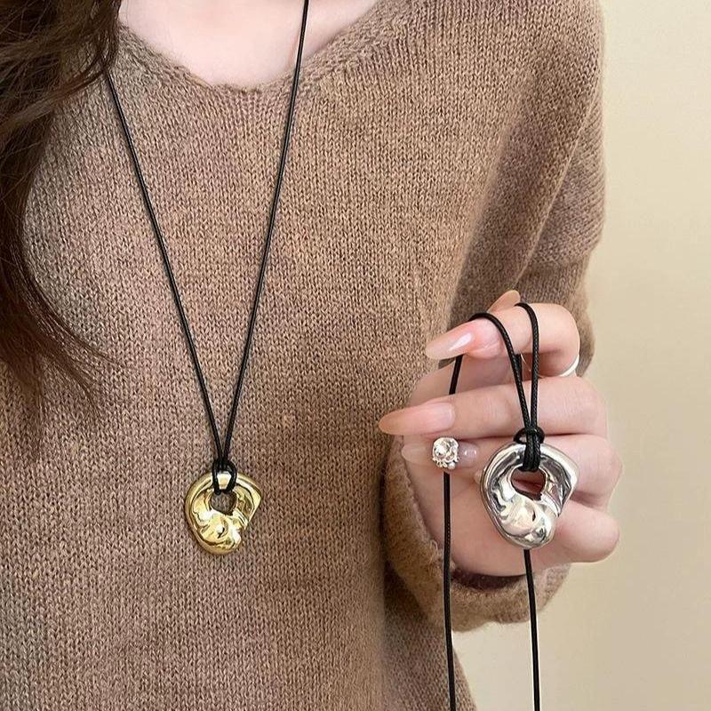 New Irregular Metal Pendant Necklace For Unisex Exquisite Simple Rope Chain Long Necklace On The Neck Accessories Gift Wholesale