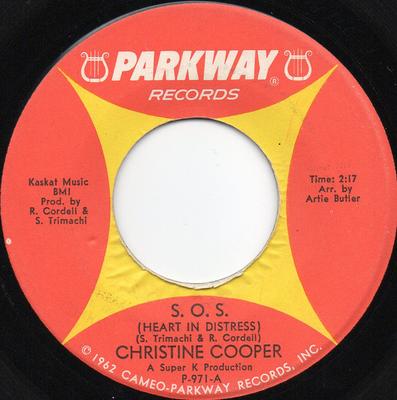 7-дюймова платівка CHRISTINE COOPER - S. АБО. S. (Серце в біді) P971 Parkway 1965 UK Соул/Фанк Вживаний