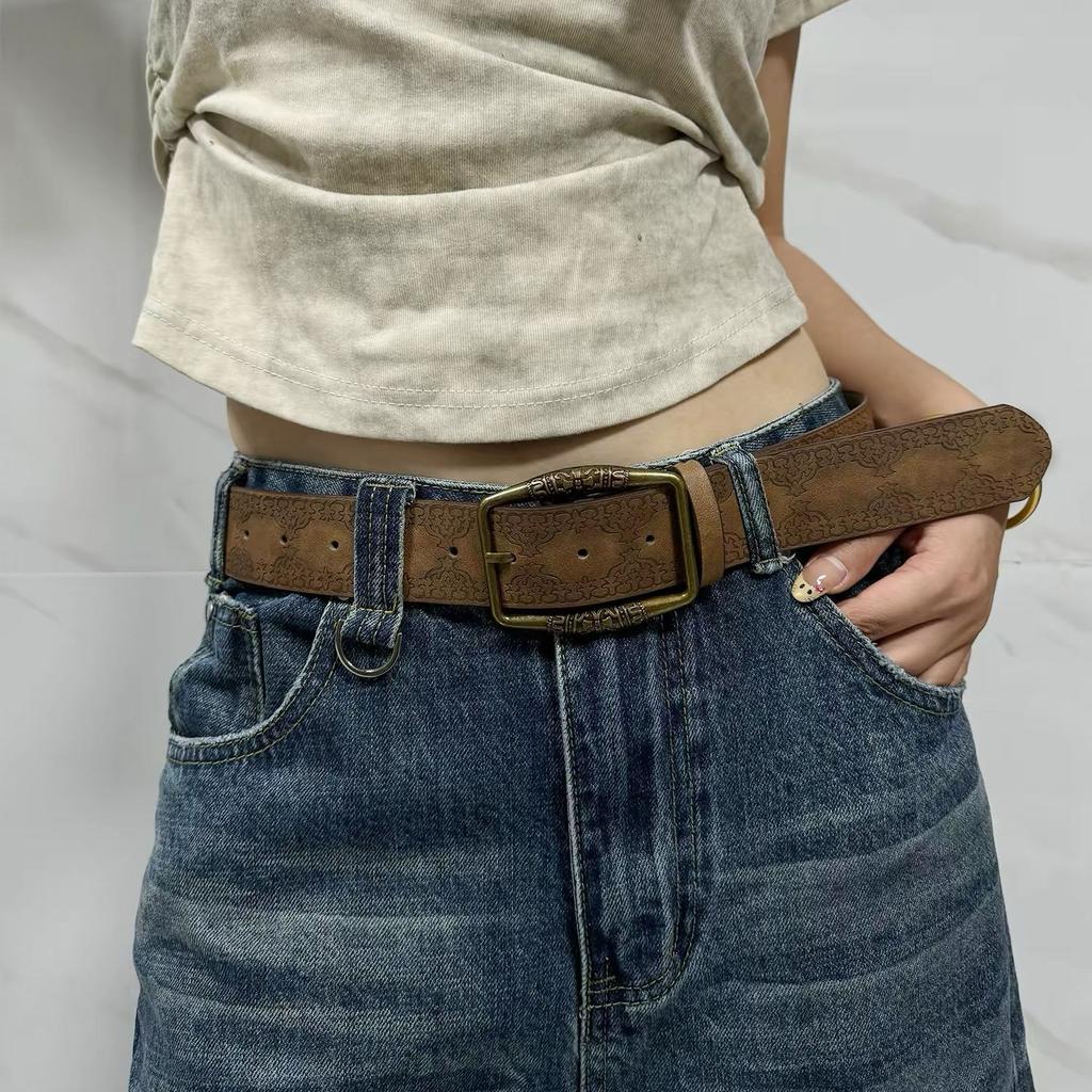 Belt - Bohemian vintage American brown leather belt waist chain accessory for skirts, ethnic style waist belt, grassland style