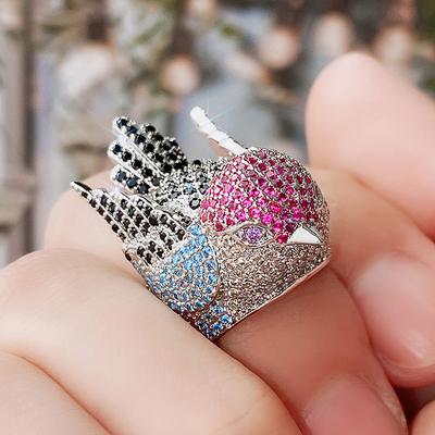 Huitan Hyperbole Prsten na prst Ptačí Prsten Dámský pro Koktejlovou Párty Barevný Kubický Zirkon Bling Bling Zvířecí Doplňky Chic Šperky