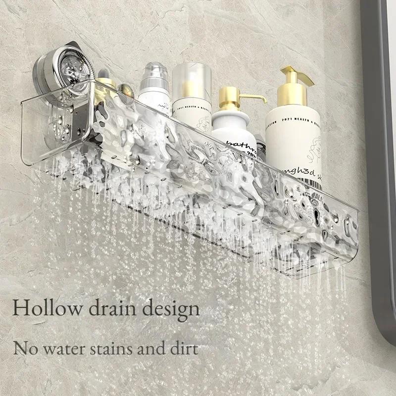 Shower Room Suction Cup Storage Shelf Basket Home Bathroom Organizer floating Shelf Decorative Easy Install Bathroom Accessories