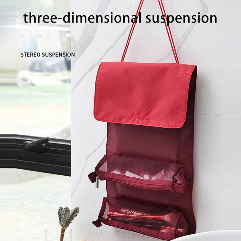 Detachable Makeup Bag Women Zipper Mesh Large Capacity Cosmetics Pouch Foldable Portable Travel Wash Storage Bag