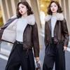 Fur integrated leather jacket women's autumn and winter autumn and winter new velvet leather jacket jacket