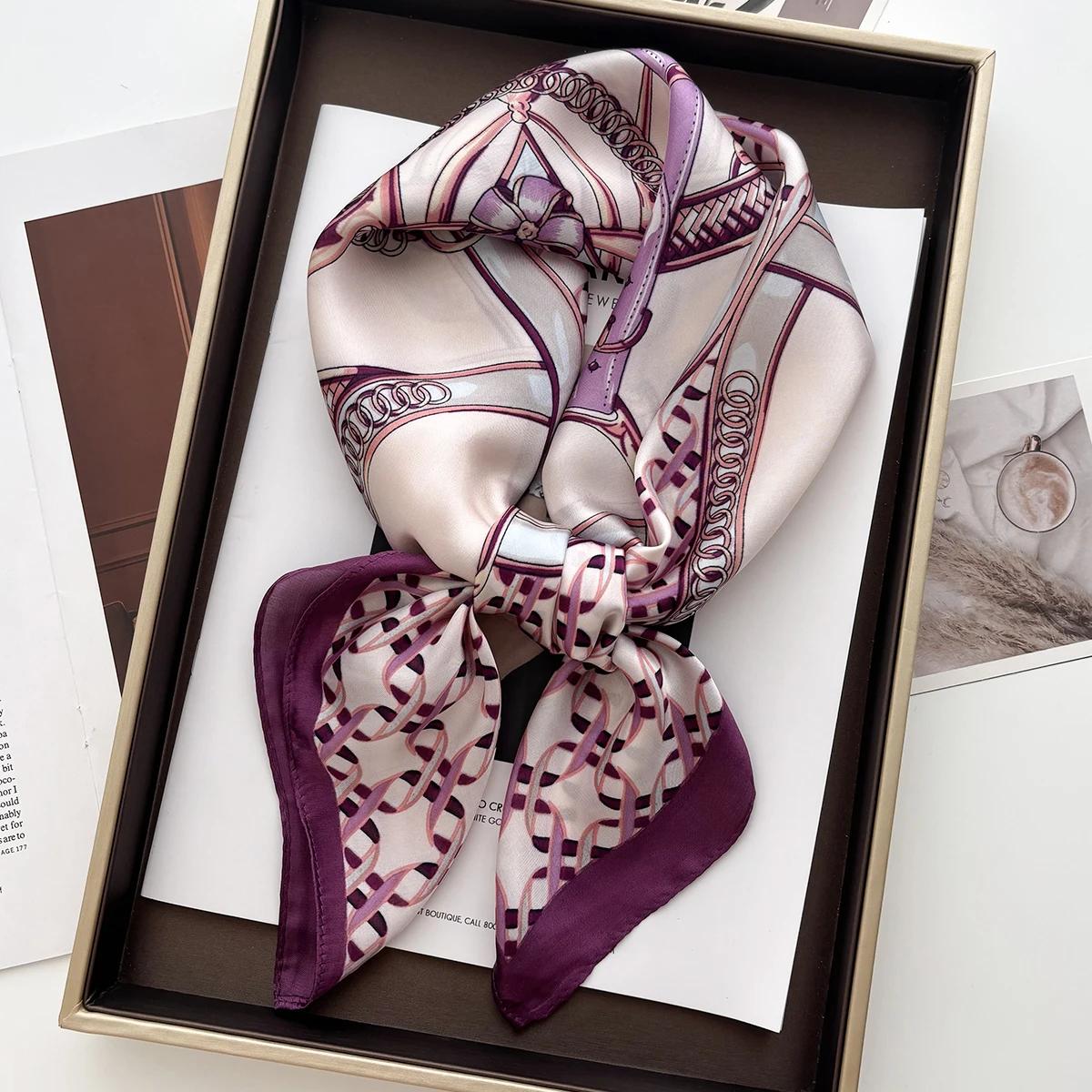 

Шаль с цветочным принтом, квадратный шарф для женщин, мягкий атласный шейный платок, женские резинки для волос, лента, повязка на голову, бандана 70X70 см 70x70CM