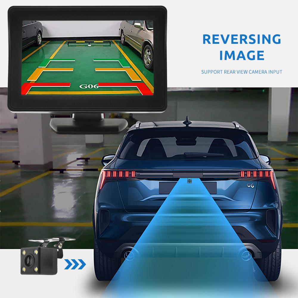 Parking Backup Car Rear View Camera Screen with Monitor Vehicle 9-36V LED HD Reversing with Screen 4.3 Inch