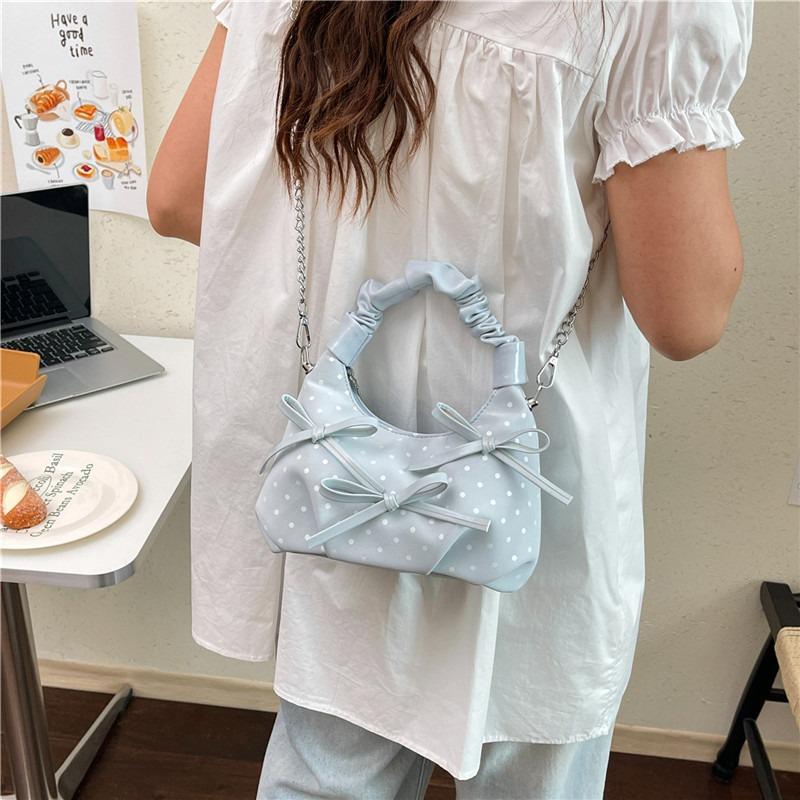 Korean version bow polka dot bag women's new fashionable foreign style chain bag small fresh mini messenger bag