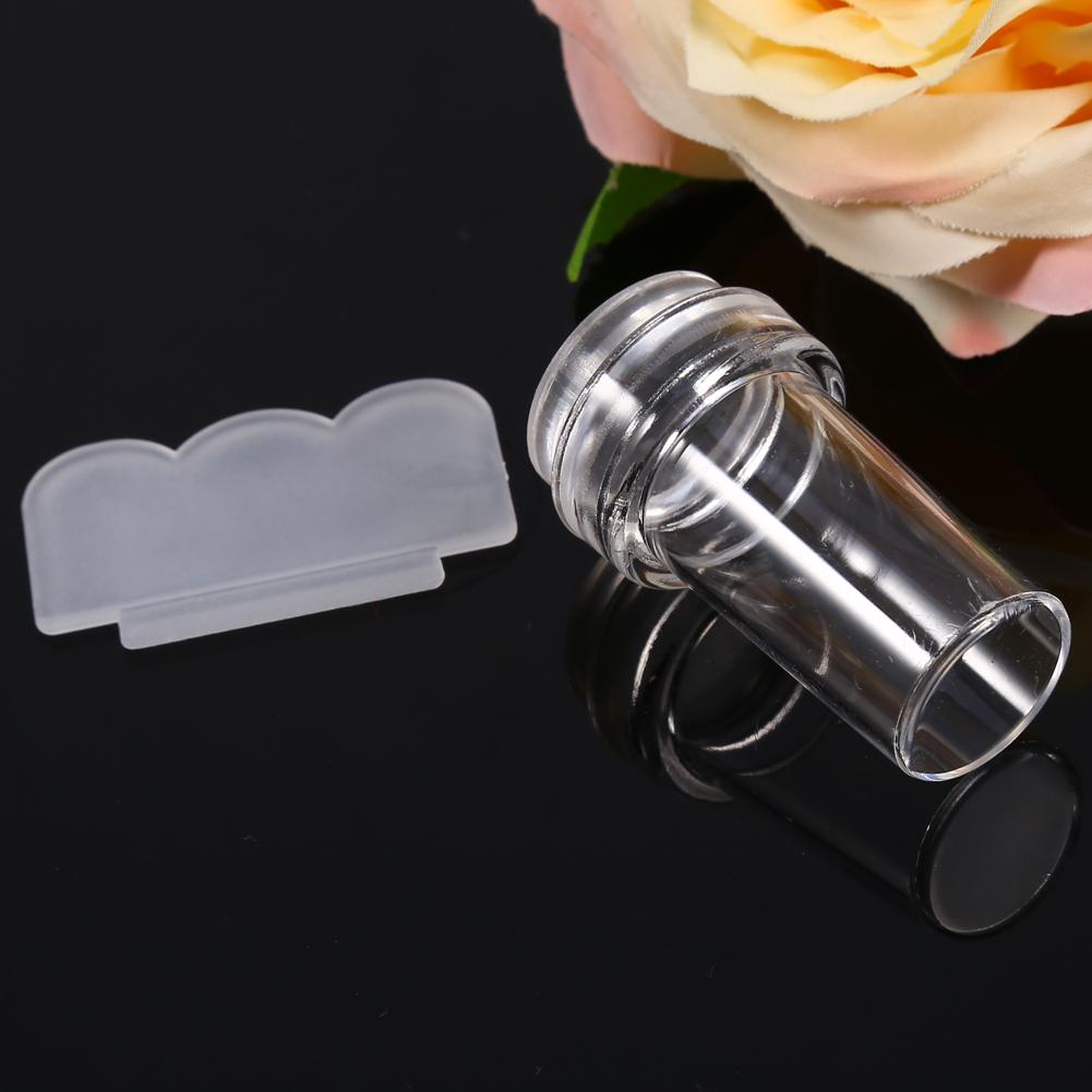 Fashionable Transparent Silicone Nail Polish Transfer Stamper & Scraper Set Manicure Tool