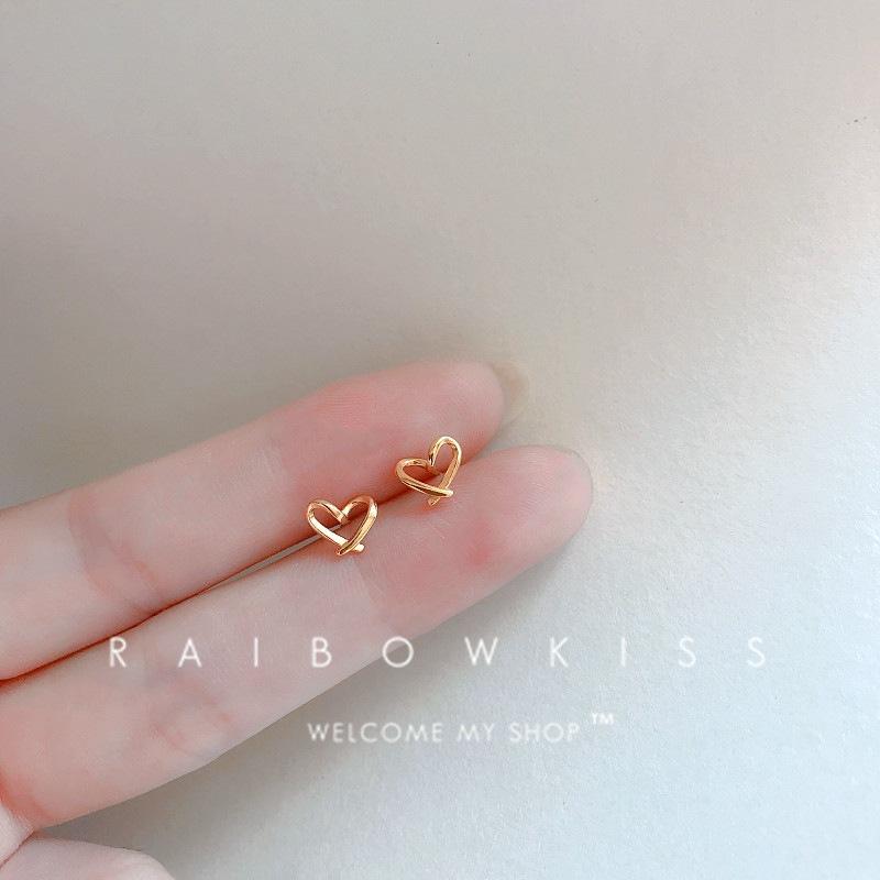 Gold Color Silver Plated Mini Butterfly Heart Stud Earrings For Women Cartilage Helix Tragus Piercing Jewelry Gift