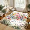 Blumen-Fantasy-Garten-Thema Weicher Kristall-Samt-Teppich Benutzerdefinierter Name & Textdruck Rutschfester Bodenläufer für Schlafzimmer Wohnzimmer