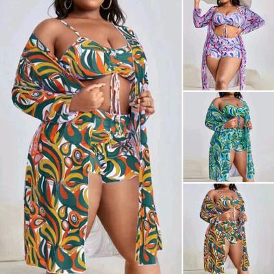 Yousheng Set Bikini Sexy da Donna 3 Pezzi Stampa Reggiseno a Fionda Vita Alta Costume da Bagno Asciugatura Rapida Beachwear