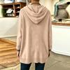 Women's round-neck solid-color long-sleeved double-pocket hooded sweater in knitted fabric