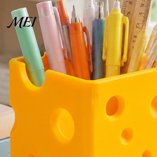Small Item Organizer Creative 3D Printed Cheese Pen Holder, Cute Desktop Organizer, Student Desk Supplies Multifunctional Storage Ornament for