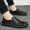 Genuine Leather Man Casual Shoes Handmade Split Leather Loafers Comfortable Mens Slip On Flats Moccasins Outdoor Male Hiking