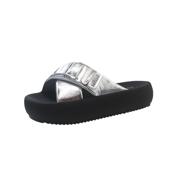 Premium slippers women's outer wear platform 2025 summer new fashion versatile casual comfortable cross with sandals