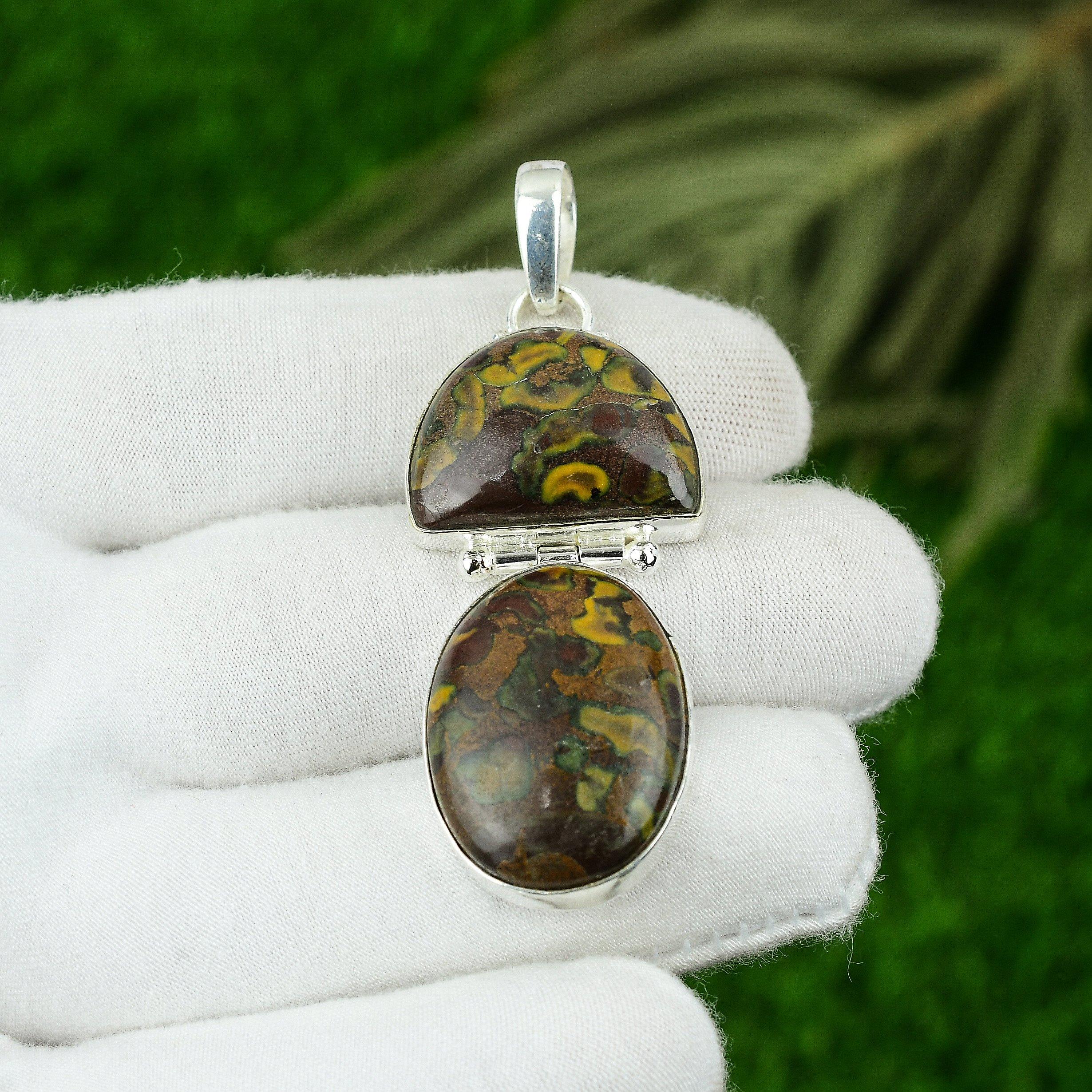 

Фруктовая Яшма Камень 925 Серебро Безель Жена Элегантный День Рождения Этнический Подвеска Ювелирные Изделия