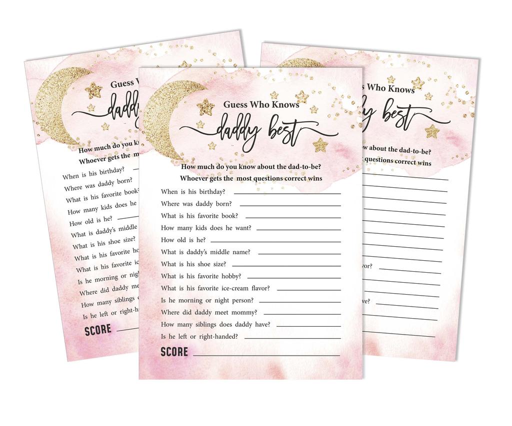 Inkdotpot 50A  Advice CardsA  For Baby Shower Game Glitter Star Advice For New Mom & Dad Gender Reveal Boy Or GirlA  Party