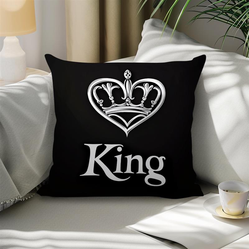 Federa Cuscino Pittura Corona Moda Europea Lettere Re Regina Copricuscini Decorativi Federe per Cuscino per Divano Stanza di Casa Decorazione