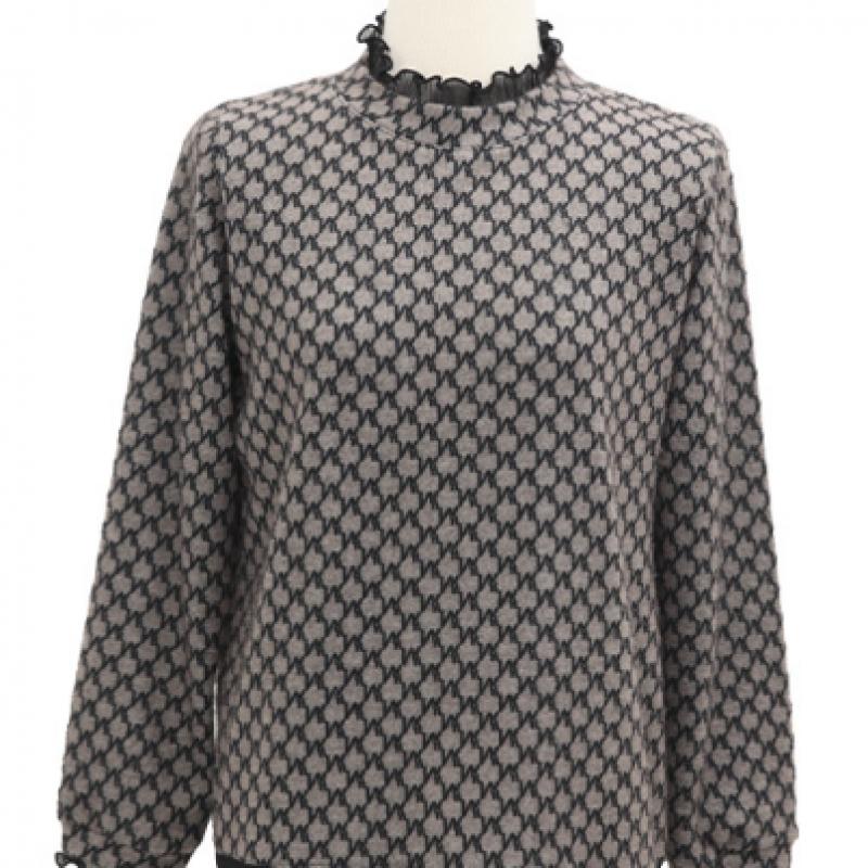 Shiz Madam Women S houndSTooTh Check Double Frill T ShirT T57445