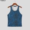 INCERUN Men Sleeveless Print Casual Fitted Tank Tops Sport Gym Basic Vest