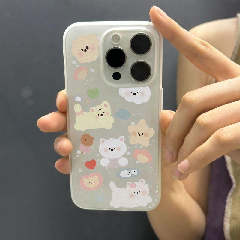 Summer Style iPhone 15 Pro Little White Dog Soft Case, Compatible with 15, 14, 13, Matte Finish, Dessert Design