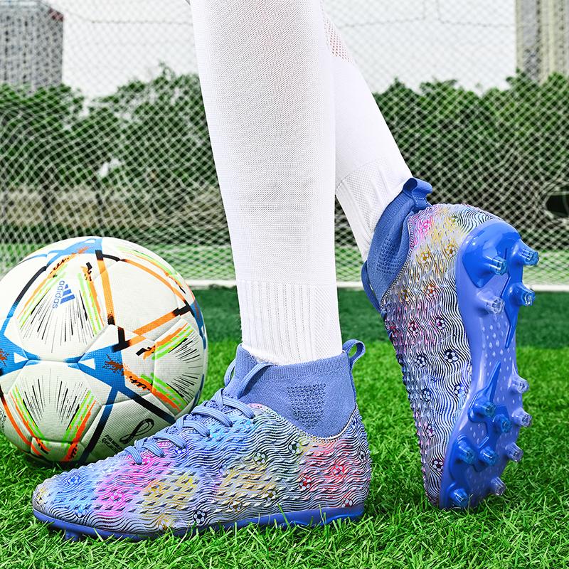 Herren Fußballschuhe Große Größe Ultraleicht Fußballschuhe Jungen Sneaker Rutschfest AG/TF Fußballschuhe Knöchelstiefel Unisex