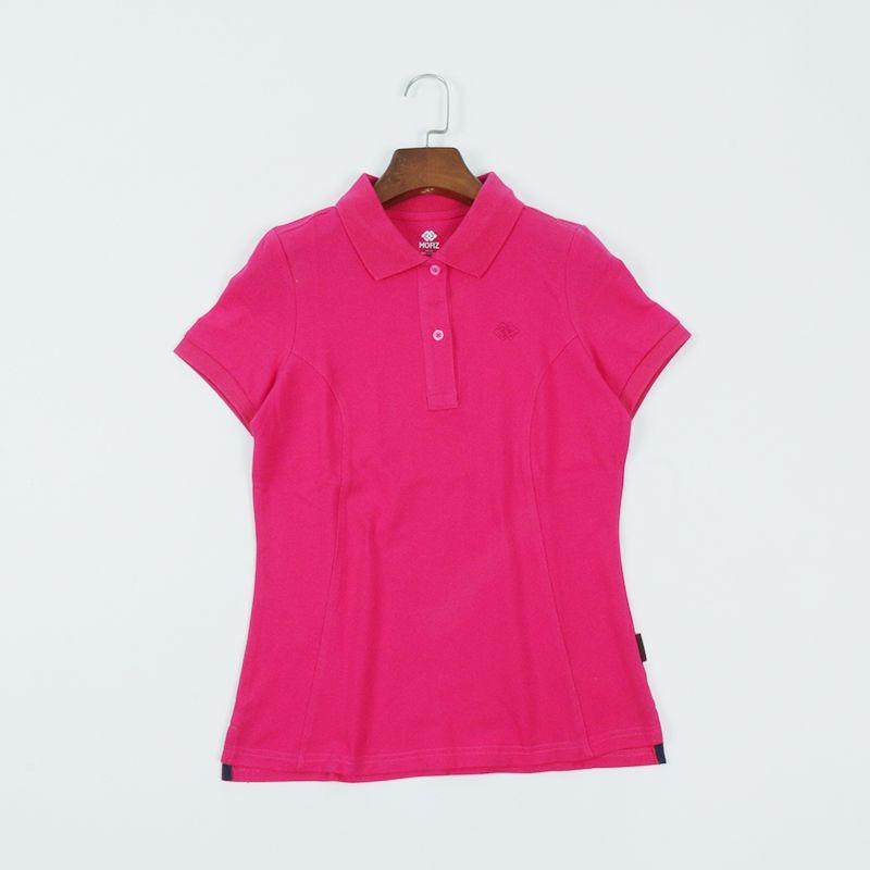 

Pure Cotton Short Sleeve Summer Casual Polo Shirt Lapel T-Shirt Rose Red XL